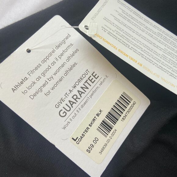 *NWT* Athleta Black Coaster Skirt Pull On side slit soft breathable size L - Picture 2 of 6